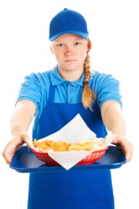 Teen Girl Serves Fast Food